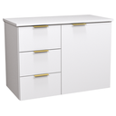 Ver imagem 1 de Balcão Móvel Gabinete Mdf para Banheiro com Tampo 70cm Gavetas Lado Esquerdo Puxador Dourado