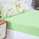 Ver imagem 2 de Jogo Cama Lençol Fiore Casal Padrão Estampado 180 Fios 100% Algodão com Babadinho 3 Peças Verde Flor