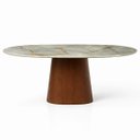 Ver imagem 1 de Mesa de Jantar Oblongo 160x90 Cm Base Nogueira Tampo Mármore Blue Deep