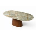 Ver imagem 3 de Mesa de Jantar Oblongo 160x90 Cm Base Nogueira Tampo Mármore Blue Deep