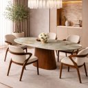 Ver imagem 4 de Mesa de Jantar Oblongo 160x90 Cm Base Nogueira Tampo Mármore Blue Deep
