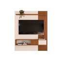 Ver imagem 1 de Painel para TV até 65 Polegadas Ripado com Porta DJ Móveis Cosmo 150 Off White Freijó