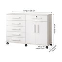Ver imagem 4 de Cômoda Grande Gran Luxo com 6 Gavetas Amplas Rodízios Sapateira Dupla e Porta Televisão - Branco