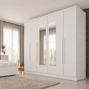 Ver imagem 1 de Guarda Roupa Casal com Espelho 6 Portas 4 Gavetas 239cm Veneto Yescasa Branco/Neve