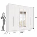 Ver imagem 4 de Guarda Roupa Casal com Espelho 6 Portas 4 Gavetas 239cm Veneto Yescasa Branco/Neve