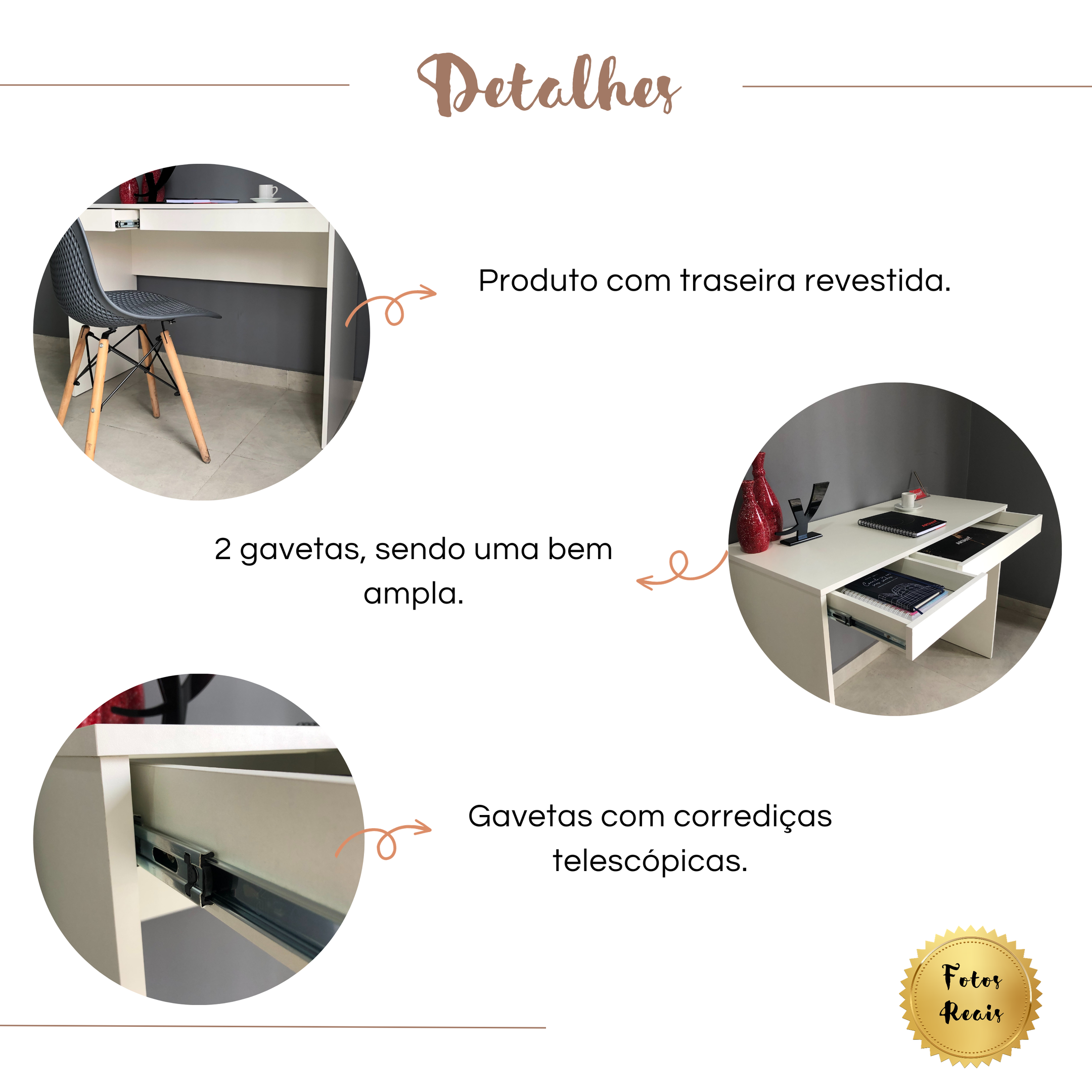 Escrivaninha Minimalista e Versátil com 2 Gavetas College Artany - 16