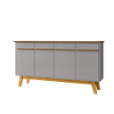 Ver imagem 5 de Aparador Buffet 4 Portas e Prateleira Removível Opala Branco/Cinamomo/Off White