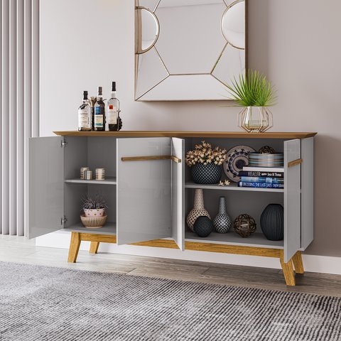 Aparador Buffet 4 Portas e Prateleira Removível Opala