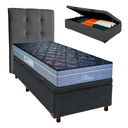 Ver imagem 1 de Kit Cama Box Bau + Cabeceira + Colchão Solteiro Molas Ensacadas - Petrus - Paropas