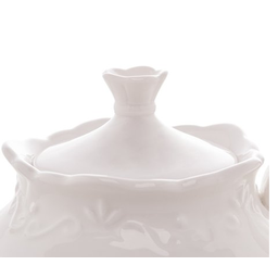 Bule Porcelana Para Café Alto Relevo Branco 780ml - 2