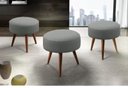 Ver imagem 2 de Puff Decorativo Banqueta Dóris Redondo Linho Cinza