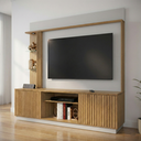 Ver imagem 1 de Estante Ripado para TV até 65 Polegadas com LED 201CMX187CM 2 Portas Atlanta Marrom