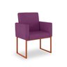 Poltrona Decorativa Recepção Cor Roxa - Base de Ferro Cobre - 2