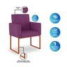 Poltrona Decorativa Recepção Cor Roxa - Base de Ferro Cobre - 3
