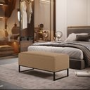 Ver imagem 2 de Puff Decorativo Sala De Estar Cléo 90cm Base De Ferro Preto W01 Bouclê Mostarda- Lyam Decor