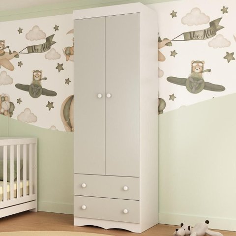 Guarda-roupa Infantil 62cm 2 Portas e 2 Gavetas Realeza Multimóveis Mp4451 Branco/off White