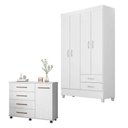 Ver imagem 1 de Cômoda Flora e Guarda Roupa Solteiro Astro Branco Flex - Demóbile