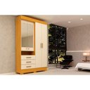 Ver imagem 1 de Guarda Roupa 4 Portas (2 C/ Espelho) e 3 Gavetas Débora Nature/off White - Acp