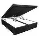 Ver imagem 1 de Cama Box Baú King Luxo Suede Preto Bipartido com Pistão a Gás - 193x203x41