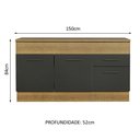Ver imagem 5 de Balcão de Pia Cozinha 150 cm 2 Portas e 2 Gavetas (Com Tampo) Rustic/Preto Agata Madesa