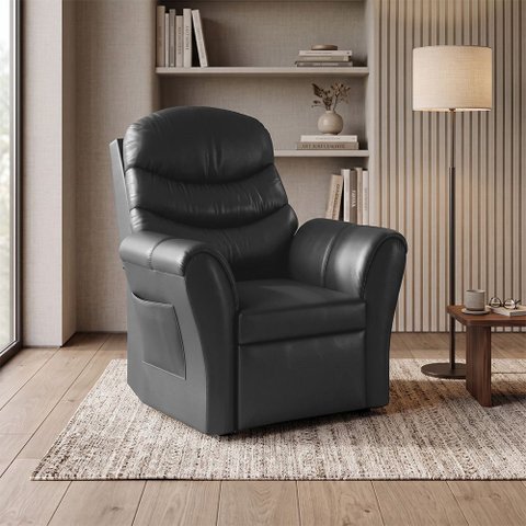 Poltrona do Papai Retrátil Reclinável Confortável Premium para Relaxar e Descansar Courino Preto