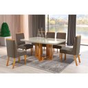 Ver imagem 1 de Mesa de Jantar Sentra 6 Lugares Retangular com Vidro Off White Naturale Bom Pastor Móveis