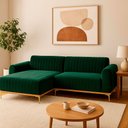 Ver imagem 2 de Sofá com Chaise Lado Esquerdo 230cm Cocie Veludo Verde - Sallar Home