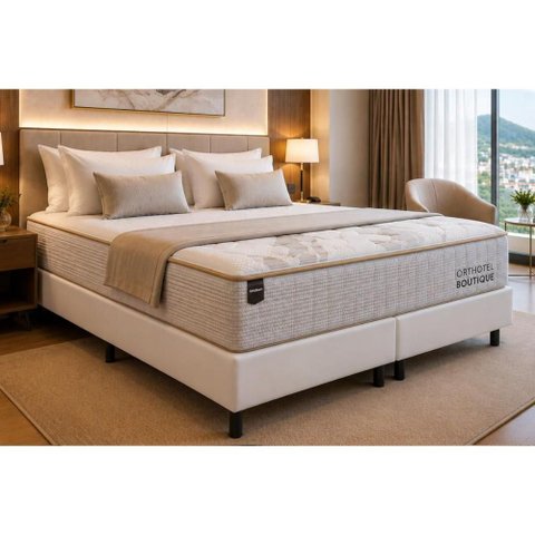 Cama Box Crc King +Colchão Molas Hotel Boutique Ortobom 193