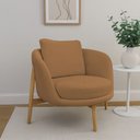 Ver imagem 2 de Poltrona Decorativa Austin Base Madeira Bouclé Terracota - Nexta Casa
