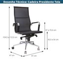 Ver imagem 4 de Cadeira Escritório Giratória Alta Presidente Or Design Tela Mesh Preta Aço Preto Base Rodízio