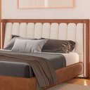 Ver imagem 1 de Cabeceira Casal com LED Yeon Courino Caramelo / Linho Off White - Sallar Home