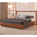 Ver imagem 4 de Cabeceira Casal com LED Yeon Courino Caramelo / Linho Off White - Sallar Home