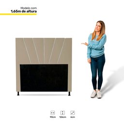 Cabeceira Cama Box Solteiro Dallas 90cm Veludo Bege - Desk Design - 3