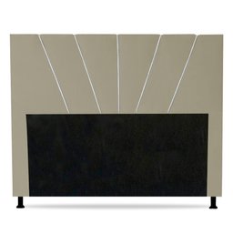 Cabeceira Cama Box Solteiro Dallas 90cm Veludo Bege - Desk Design - 1
