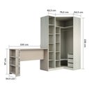 Ver imagem 5 de Guarda Roupa Canto Closet sem Portas 3 Peças, 3 Gavetas, Cabideiro e Bancada Prime Luciane Móveis