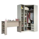 Ver imagem 2 de Guarda Roupa Canto Closet sem Portas 3 Peças, 3 Gavetas, Cabideiro e Bancada Prime Luciane Móveis