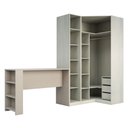 Ver imagem 3 de Guarda Roupa Canto Closet sem Portas 3 Peças, 3 Gavetas, Cabideiro e Bancada Prime Luciane Móveis