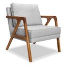 Ver imagem 3 de Kit 2 Poltronas Decorativa Luiza Linho Base em Madeira Castanho - Pallazio - Cinza