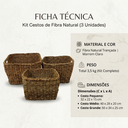 Ver imagem 5 de Kit com 3 Cestos Organizadores Quadrados em Fibra Natural Trançada Sustentável