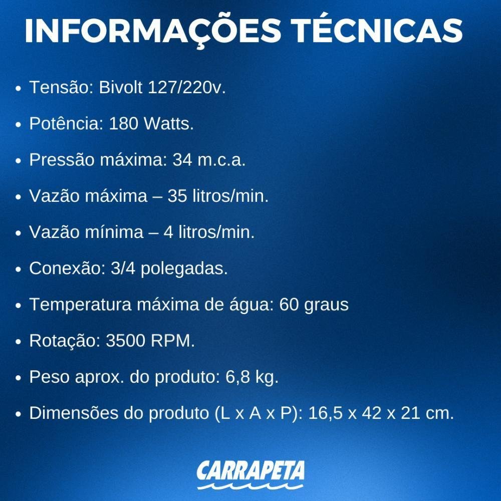 Pressurizador de Água Komeco Automático Tp 820 G3 Bivolt - 6