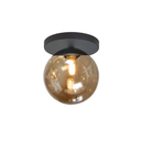 Ver imagem 1 de Plafon Moderno Preto Globo de Vidro Sala Corredor Lavabo Arevo Iluminação Vidro Fumê