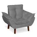 Ver imagem 3 de Mini Poltrona Cadeira Infantil de Criança Suede  Cinza Claro  Pés Palito