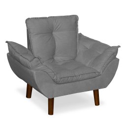 Mini Poltrona Cadeira Infantil de Criança Suede  Cinza Claro  Pés Palito - 2