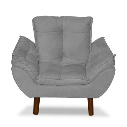 Mini Poltrona Cadeira Infantil de Criança Suede  Cinza Claro  Pés Palito - 1