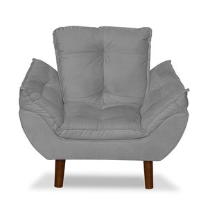 Mini Poltrona Cadeira Infantil de Criança Suede  Cinza Claro  Pés Palito