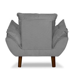 Mini Poltrona Cadeira Infantil de Criança Suede  Cinza Claro  Pés Palito - 3