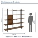 Ver imagem 5 de Estante Sólis sem Porta sem Gavetas Metal com Pintura Epóxi 180cm Avelã com LED Rudnick