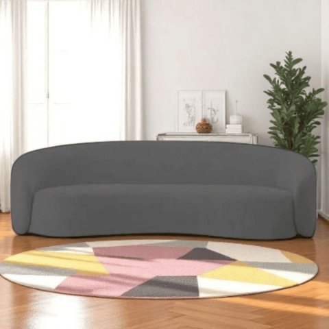 Sofá Amore 3 Lugares 200cm Cinza Escuro Linho Orgânico Luxo Sala de Estar e TV Mabe Magazine
