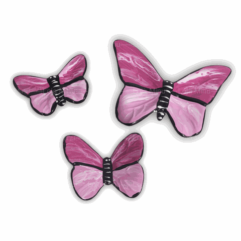 TRIO DE BORBOLETAS DECORAÇÃO CASA E JARDIM PINTADO A MÃO:ROSA