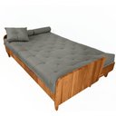 Ver imagem 5 de Sofá Cama Paris Ii Ripado Sarja em Madeira Maciça Natural - Cinza